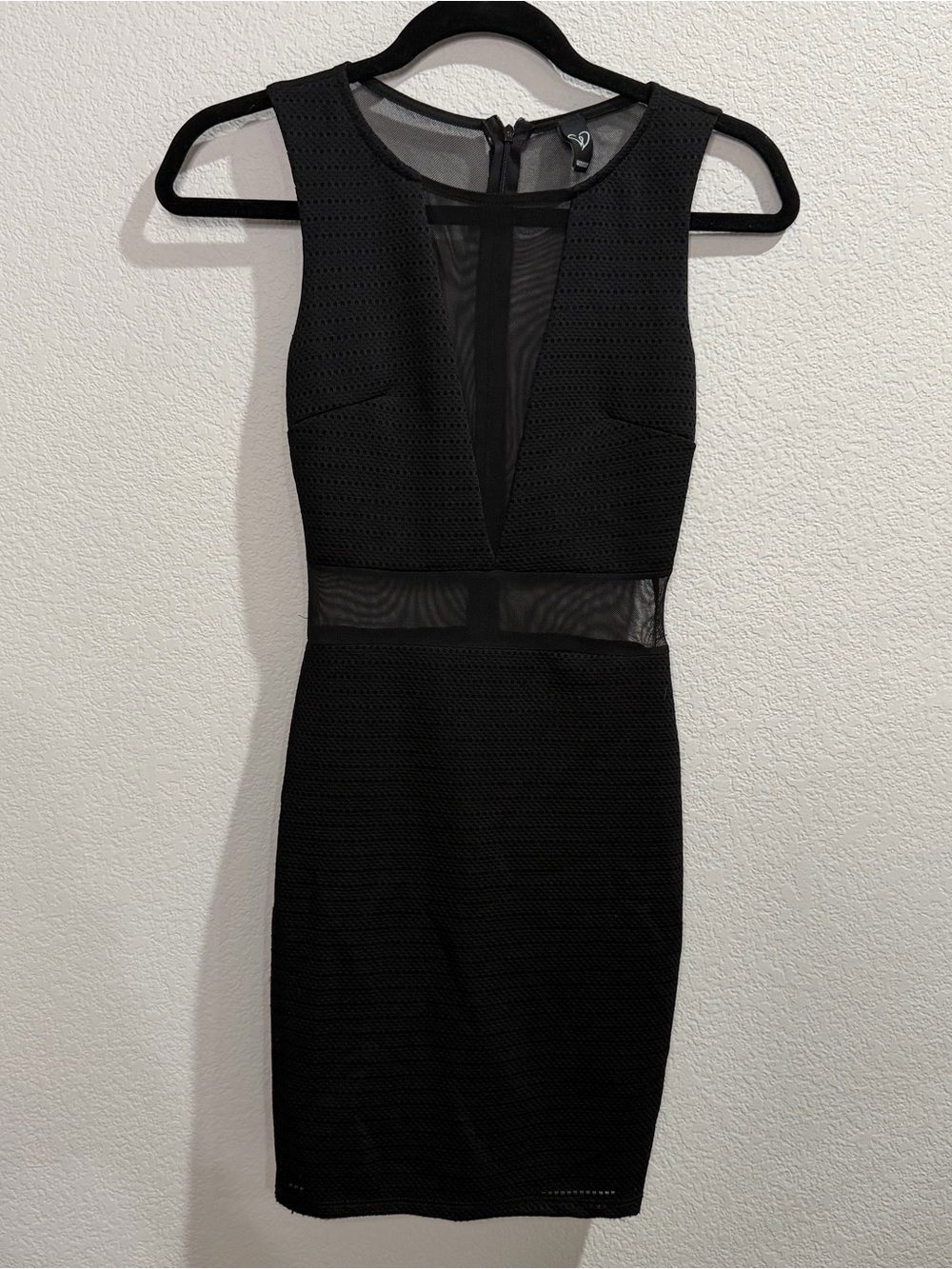 Windsor Black Mesh-Accent Mini Sheath Dress